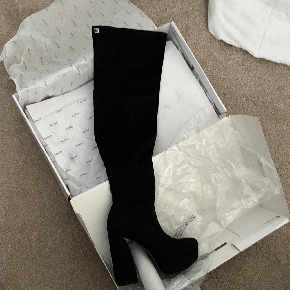 NEW: Guess Black Heeled Knee-high Boots